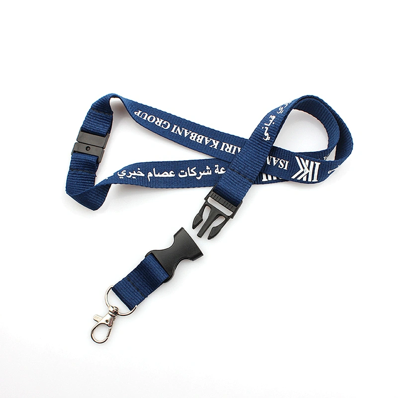 Personalised silk screen printing safety release custom logo neck strap key holder chain lanyard
