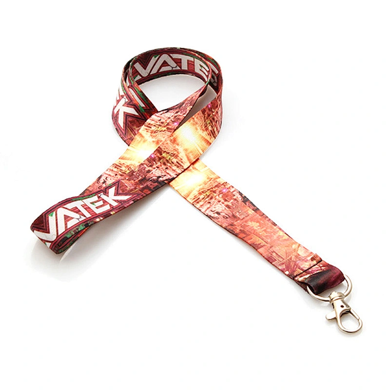 Cheap custom promotion heat transfer printed satin lanyard