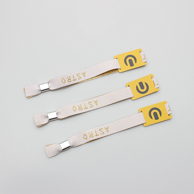Hot sale custom logo printed recycle cloth woven adjustable festival wristband