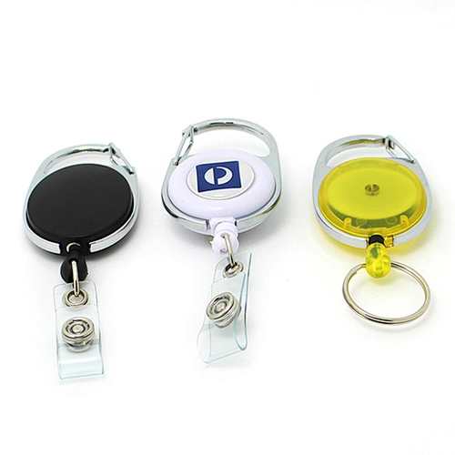 New style carabiner retractable pull reel badge holder