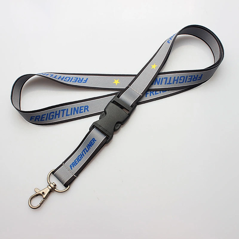 Custom polyester thick black webbing reflective lanyard for camera