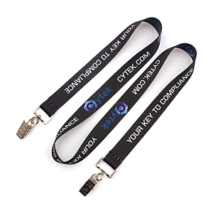 Superior quality two alligator clips lanyard with logo custom