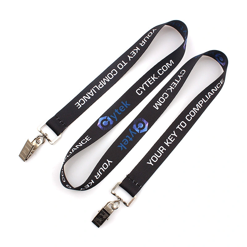 Superior quality two alligator clips lanyard with logo custom