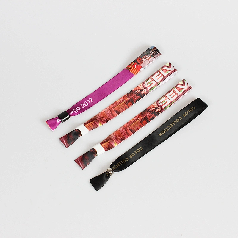 Heat transfer satin wristband sublimation logo printing custom fabric wristbands