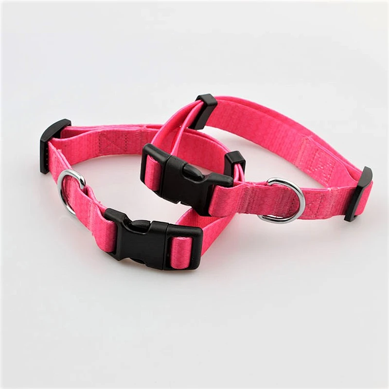 Durable webbing remote shock pink pet collar for dogs