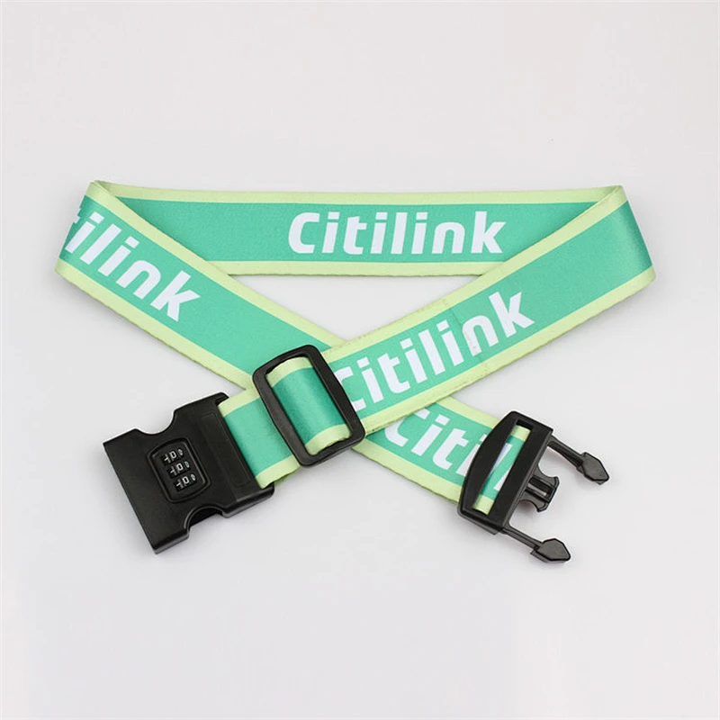 Factory direct adjustable custom luggage belt travel packing strap with coded lock