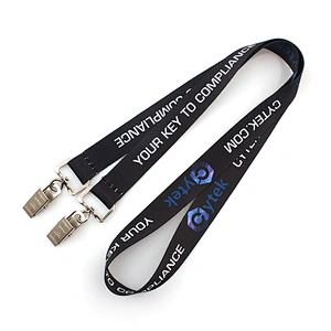 Hot sale custom heat transfer print polyester bulldog dog clip lanyard