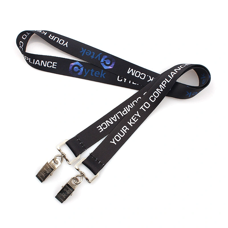 Custom beauty two belt double clip sublimation high end lanyard