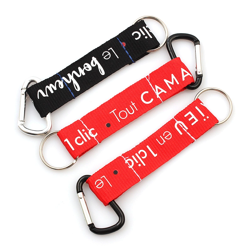 Custom carabiner short climbing lanyard with strap keying