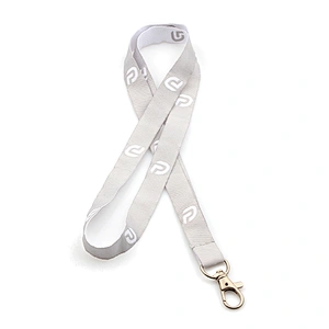 Gray thin cheap custom printed polyester neck lanyard for business card