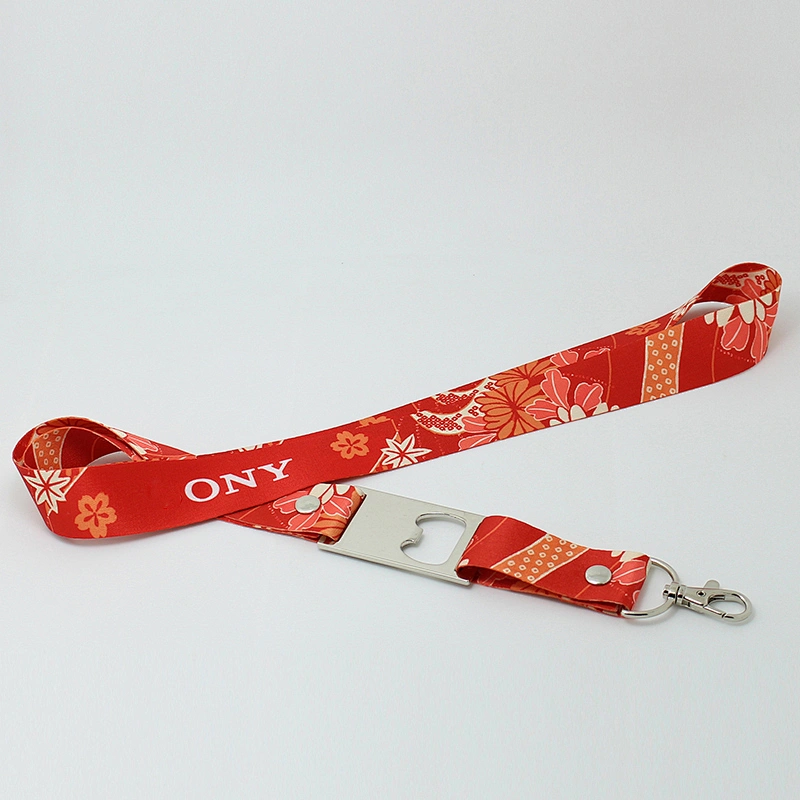 Factory wholesale high quality custom polyester water bottle opener lanyard