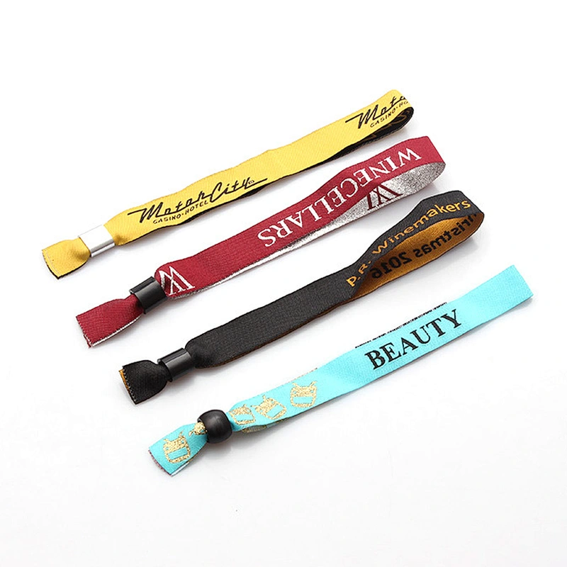 Promotion Custom Festival Woven Fabric Gold Wristbands For Concert