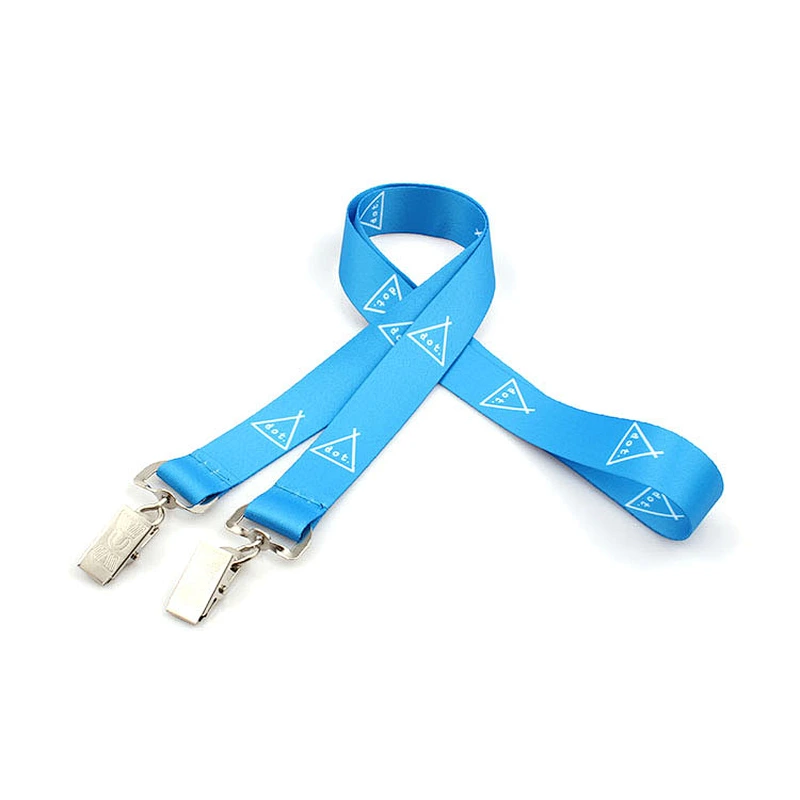 Custom retractable lanyard with double metal clip for sports