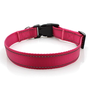 Personalized nylon reflective pink pet walking dog collar
