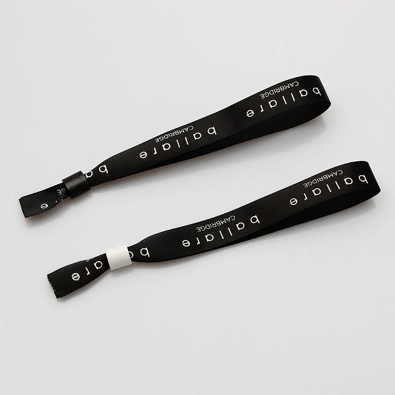 Textile wristbands with fabric decorative letters