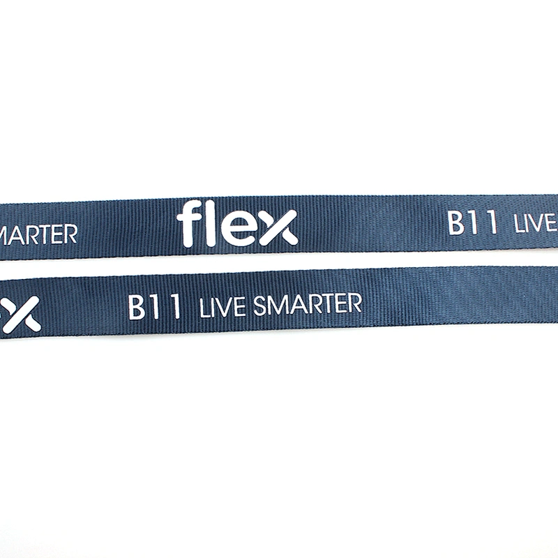 Custom logo nylon keychain holder lanyard navy