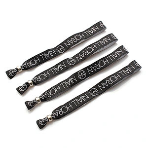 Custom friendship black woven polyester bracelet with white plastic hook