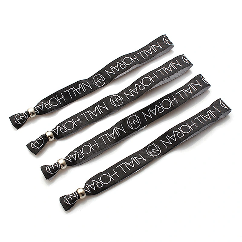 Custom friendship black woven polyester bracelet with white plastic hook