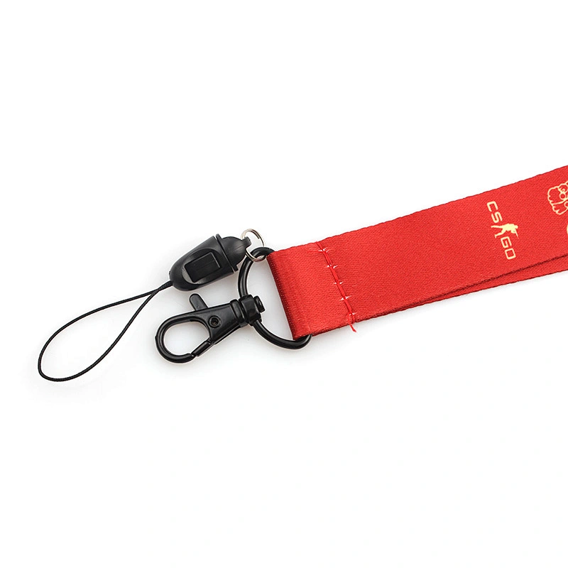 Customized logo fashionable heat transfer printed neck strap black key lanyard keychain holder