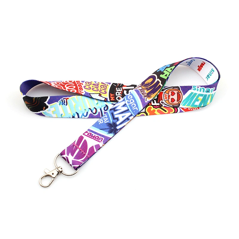Sublimation polyester superhero lanyard with metal hook