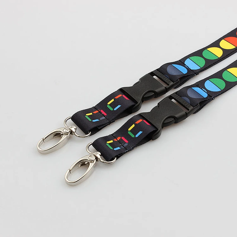 Wholesale rope printing lanyard with black plastic breakaway hook