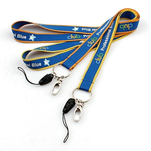 Promotion cheap polyester silk screen lanyard custom with metal bulldog clip for exhibition gift