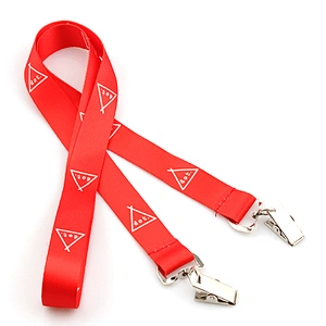 Customized logo sublimation rush lanyard with double bulldog clip