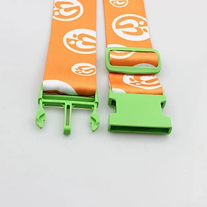 Custom made charms luggage belt with plastic holders price tags