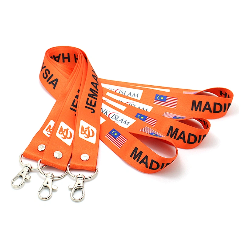 Promotional custom design cheap printed polyester metal hooks lanyard