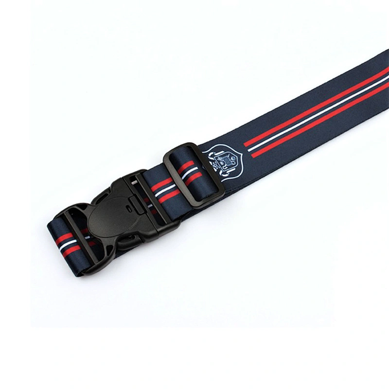 Adjustable travel luggage printed packing strap with plastic buckle