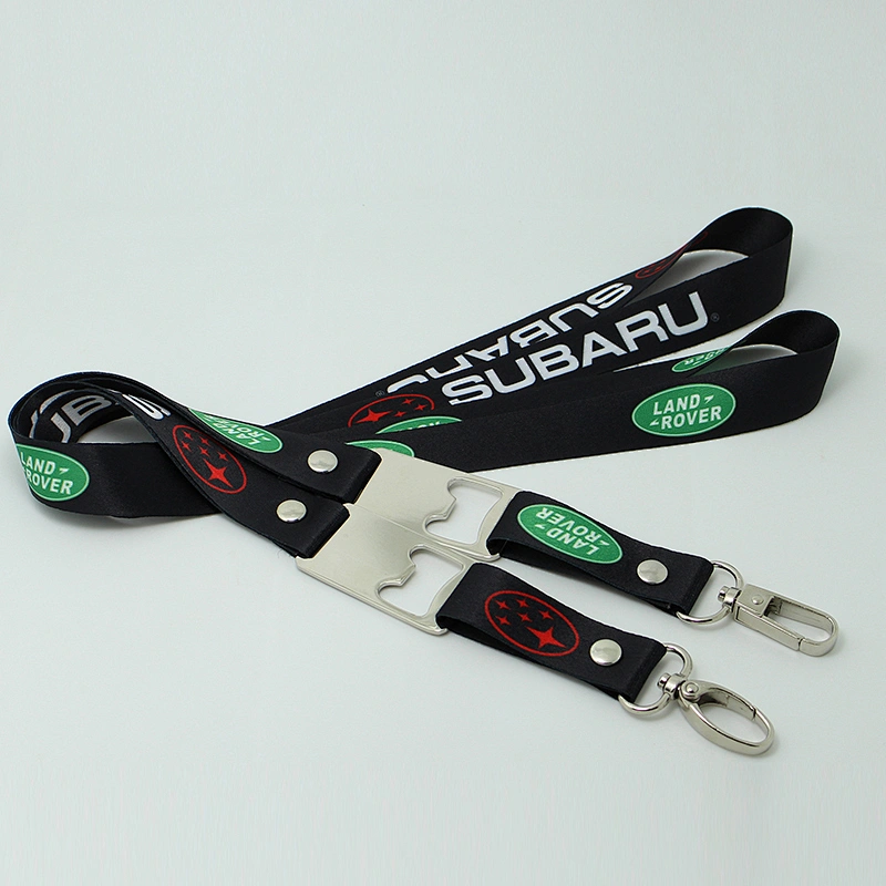 Sublimation polyester beer bottle opener lanyard with costom logo