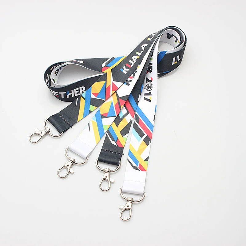 Factory custom cheap sublimation printing polyester lanyard with breakaway buckle