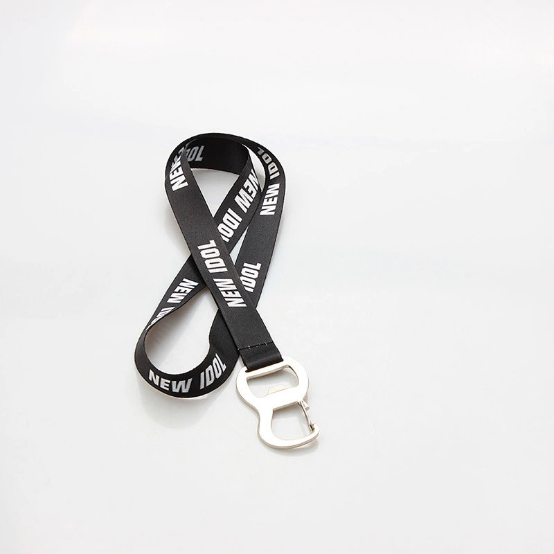 Sublimation polyester beer bottle opener lanyard with costom logo