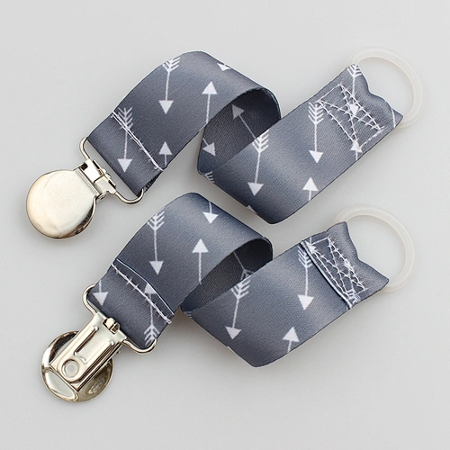 Personalized Polyester Baby Pacifier Holder Metal Clip