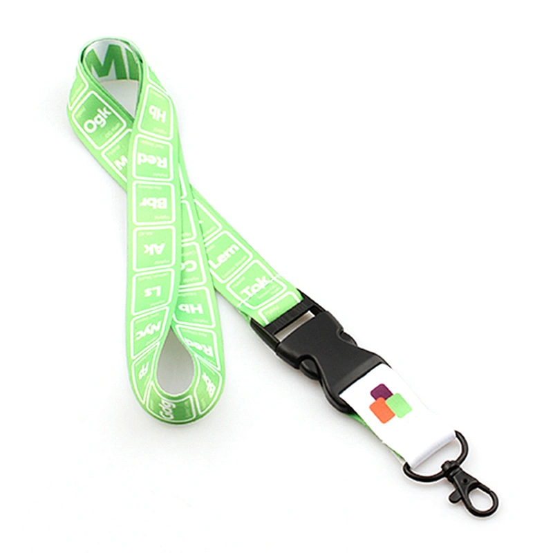Nice gifts cheaper 2cm width neck strap heat transfer lanyard with breakaway buckle and black metal hook