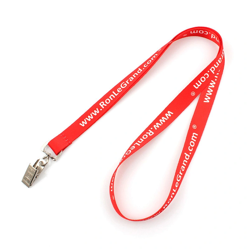 Hot sale custom heat transfer print polyester bulldog dog clip lanyard