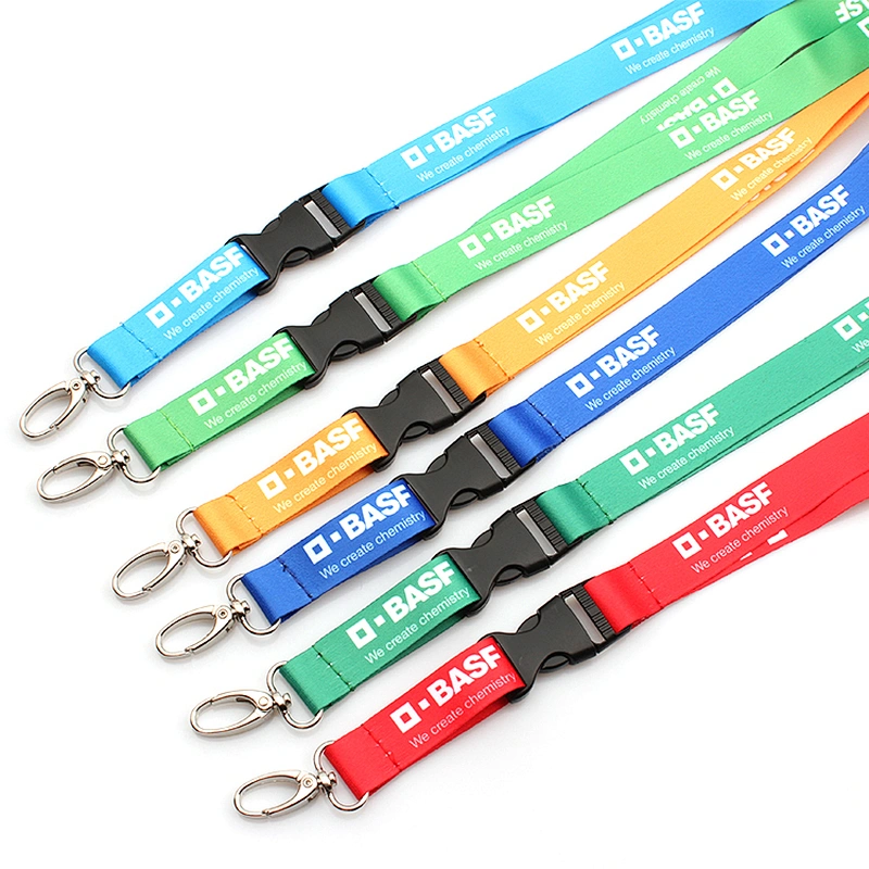 Factory price durable heat transfer printing polyester metal hook lanyard custom
