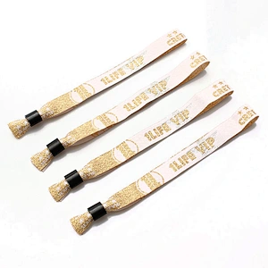 Festival woven one time use wristband with plastic lock