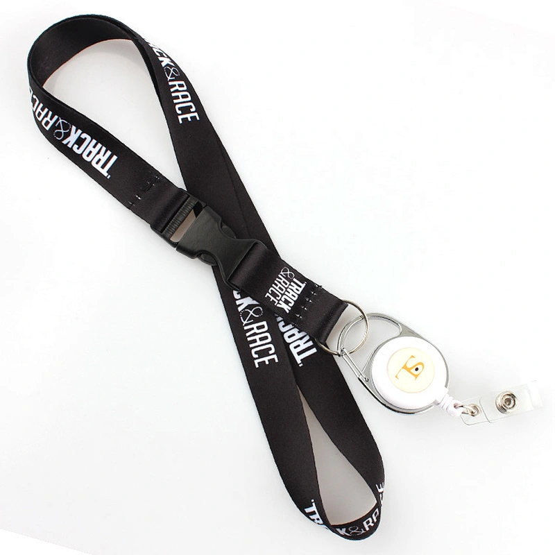 2019 cheap metal badge reel neck lanyard with oring
