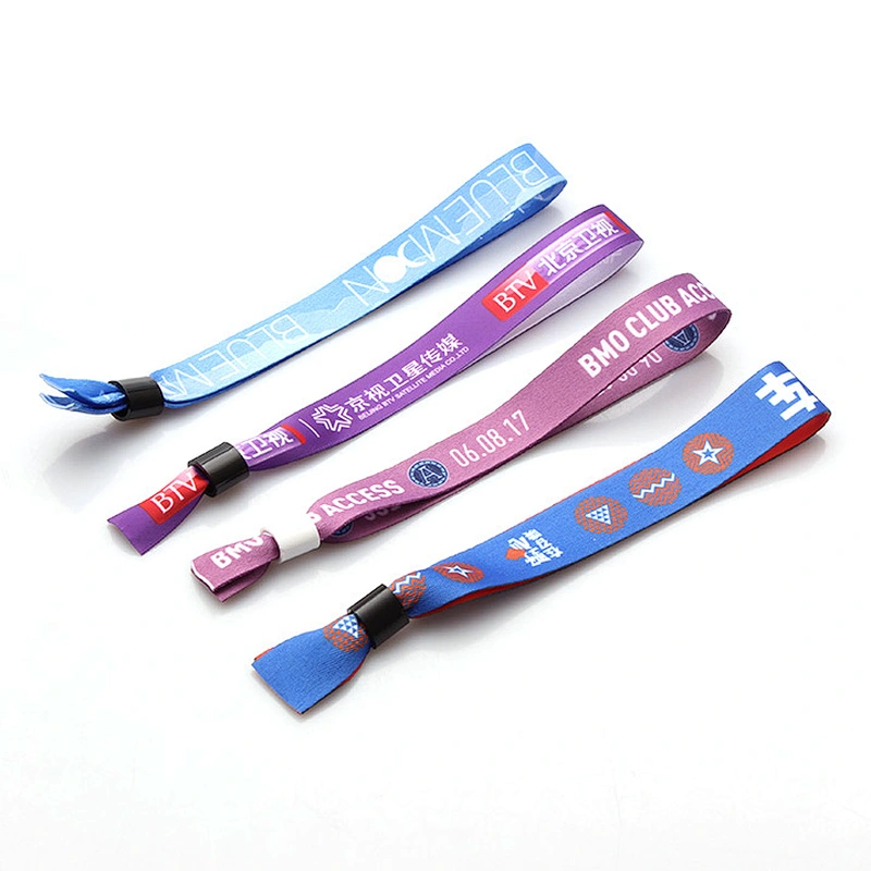 Cheap Custom Fabric Polyester Wristband with Plastic One Time Lock