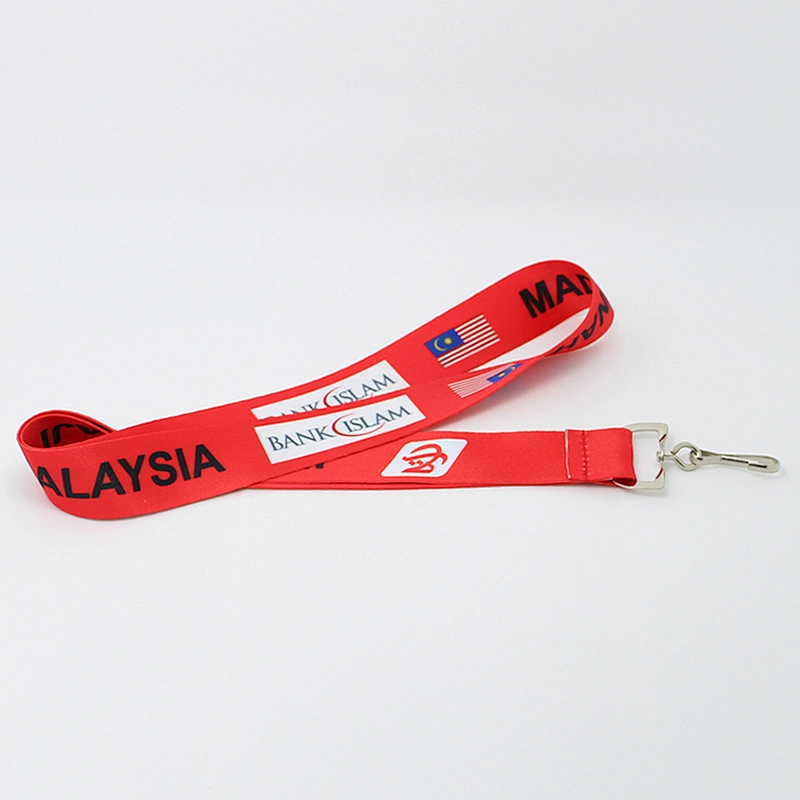 Hot sale cheap polyester custom flat lanyard with J-hook