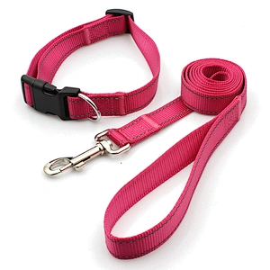 Personalized nylon reflective pink pet walking dog collar