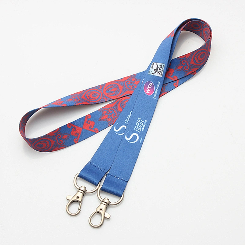 Wholesale Customized Polyester Double Clip Lanyard Free Sample