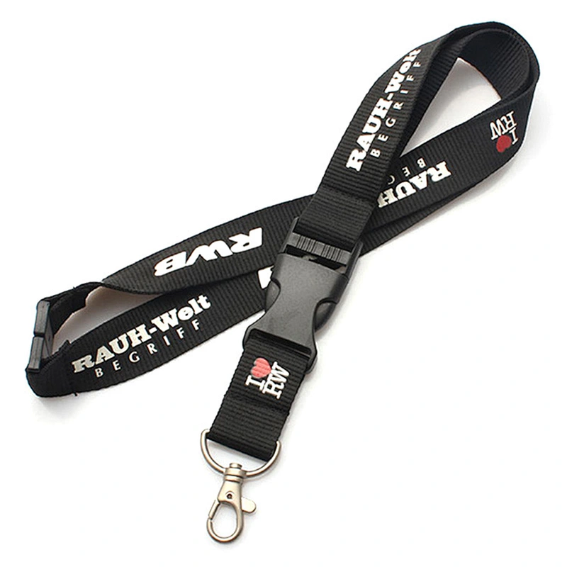 High end thick polyester silk screen lanyard with custom logo