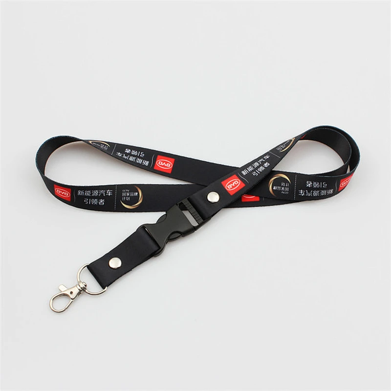 Colorful neck polyester customized design lanyards with metal breakaway buckle