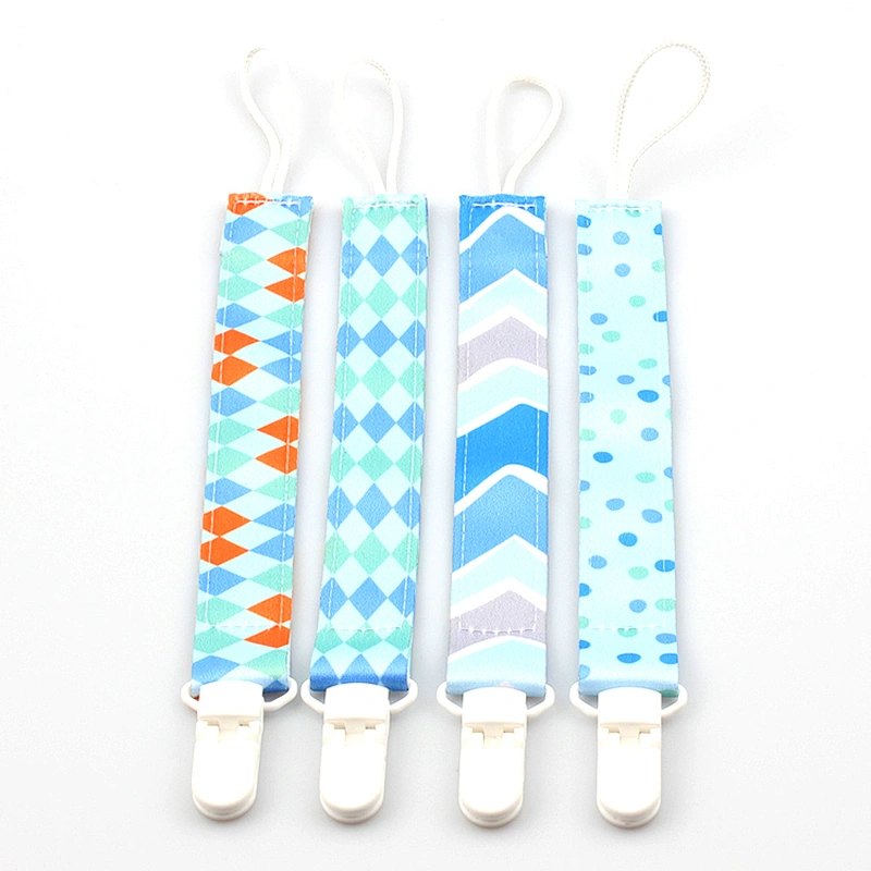 Hot sale ribbon dummy holder baby boy soother pacifier clips