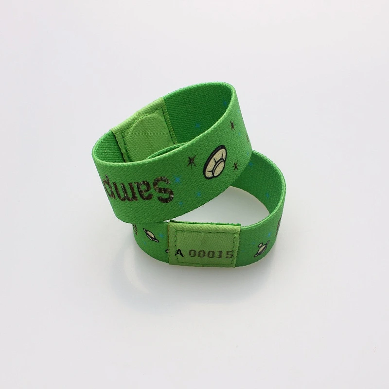 Hot sale custom logo printed recycle cloth woven adjustable festival wristband