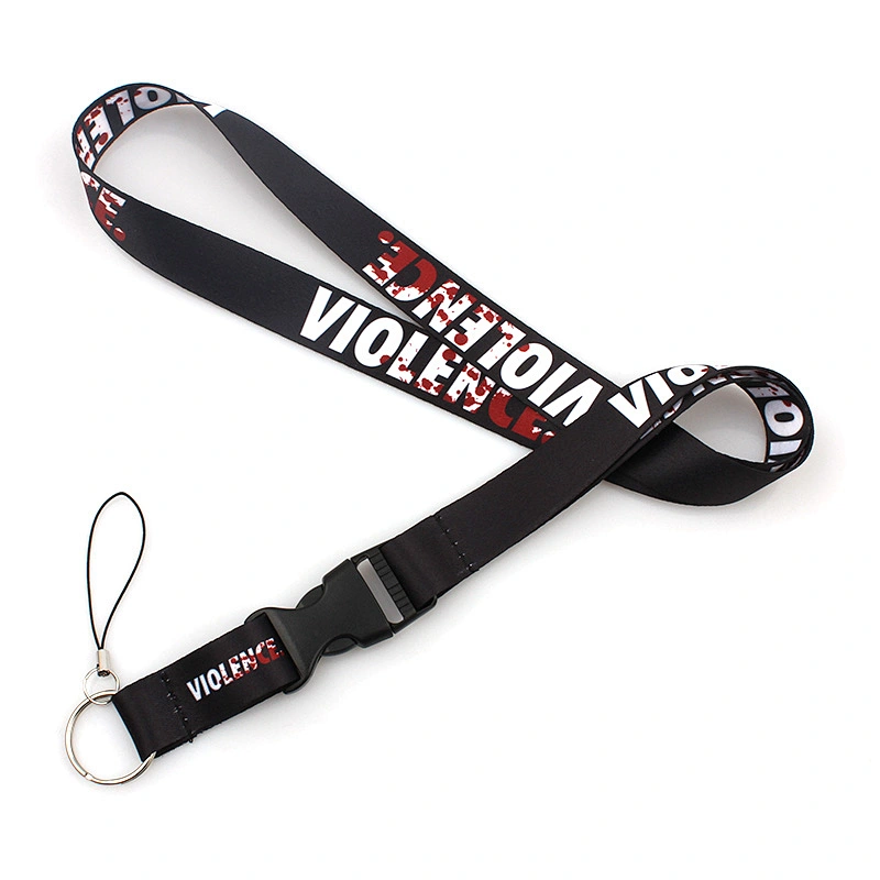 China Factory Custom Durable Beautiful Heat Transfer Printed Polyester Separable Lanyard