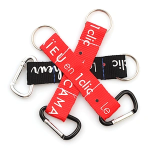 Custom carabiner short climbing lanyard with strap keying
