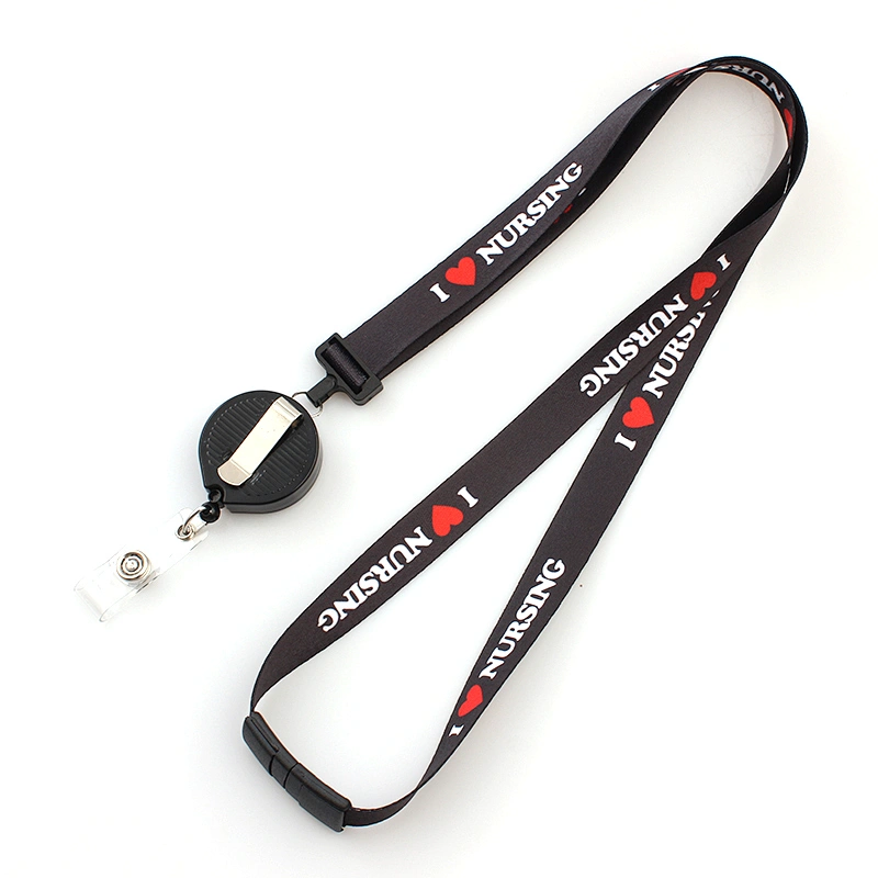 Promotional Sublimated Lanyard Printed Exhibition Rivet Lanyard With Id Badge Holder